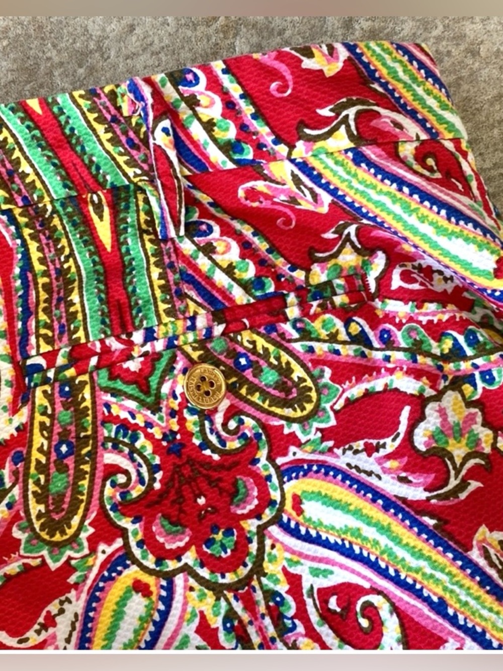Ralph Lauren Red Paisley Print Women’s Shorts 2 - Picture 8 of 12